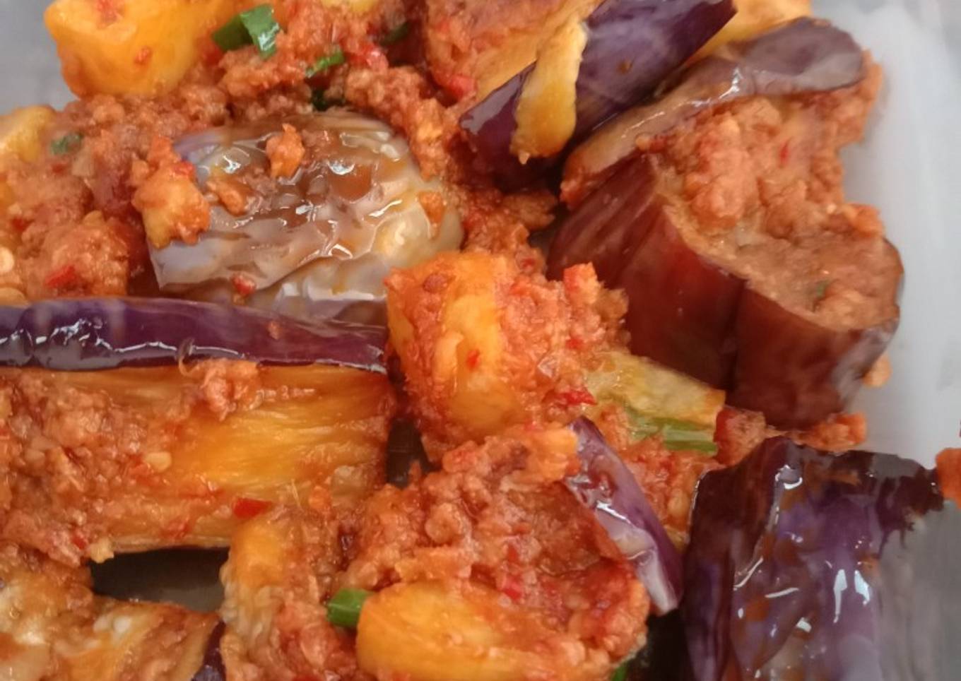 Terong kentang balado kornet ayam