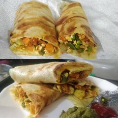 A picture of Moong dal stuffed chilla/Crispy warp.