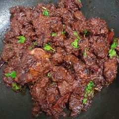 Spicy lamb ghee varuval A picture of Spicy lamb ghee varuval.