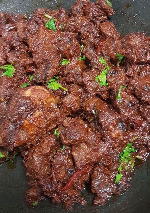 A picture of Spicy lamb ghee varuval.