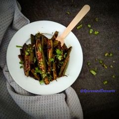A picture of Besani Bhindi (Okra)/Besan wali Bhindi.