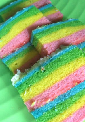 Foto resep Rainbow cake kukus (tepung beras)