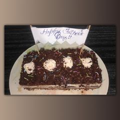A picture of Eggless cake cum pastry with buttercream icing.