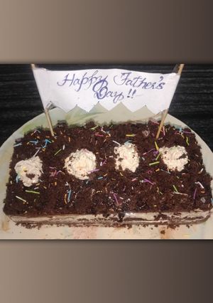 A picture of Eggless cake cum pastry with buttercream icing.