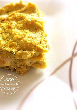 Foto di Lasagna con crema di verza e Certosa ai formaggi prosciutto cotto e provola di agerola campana