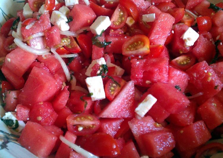 Recipe of Any-night-of-the-week Watermelon and Tomato Salad