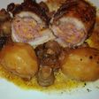 Muslo de pollo relleno de paté de pato beicon queso chedar y jamón York en la olla GM f