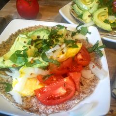 A picture of Getting tired of avocado toast? How about an avocado taco for breakfast?! :).
