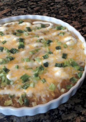 A picture of Mm..Mm Good Beef Bean/cheese dip.