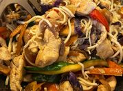 A picture of chicken veggies