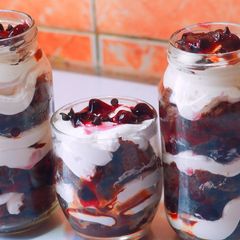 A picture of Trendy Jar Cake In 30 Minutes | Black Forest Jar Cake |.