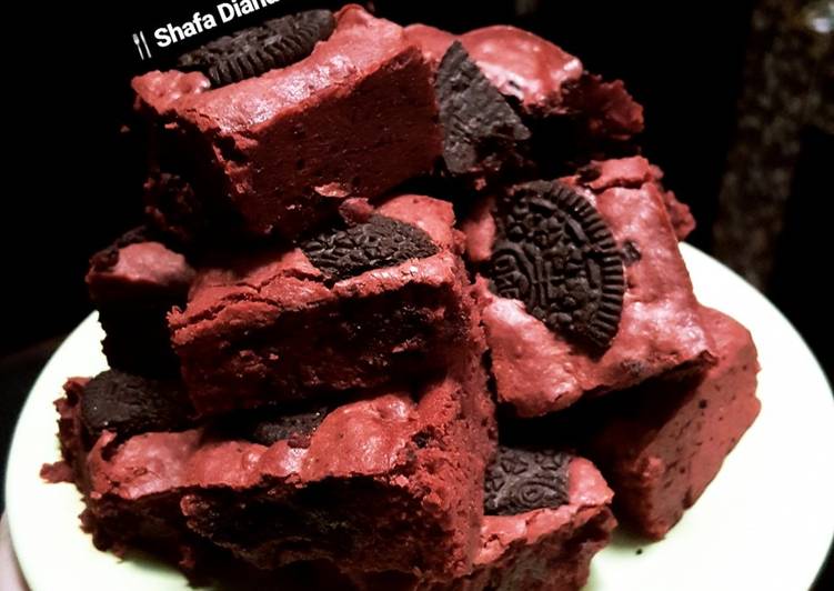 Olahan Red Velvet Oreo Fudgy Brownies🇺🇸 #dessert | Cara Buat Red Velvet Oreo Fudgy Brownies🇺🇸 #dessert Yang Enak dan Simpel