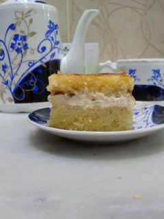 صورة لوصفة بسبوسة بالكريمة 😋🍰