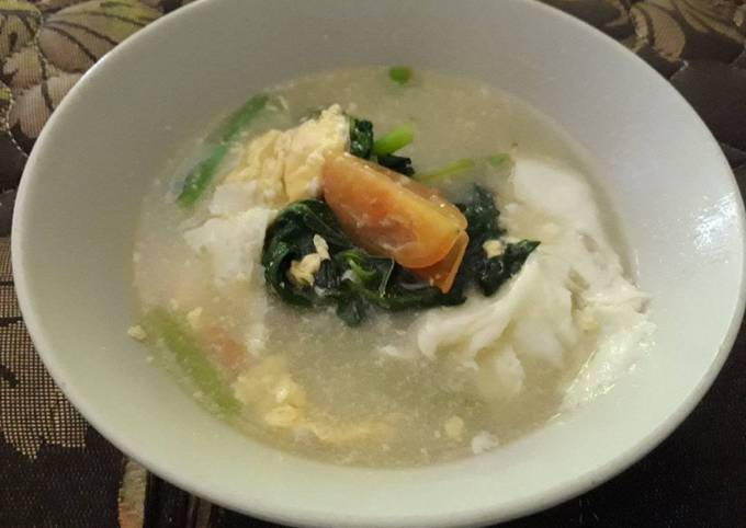 Resep Sup bayam telur Anti Gagal