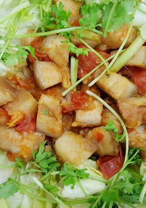 Hình của món Thịt heo xào chua ngọt.