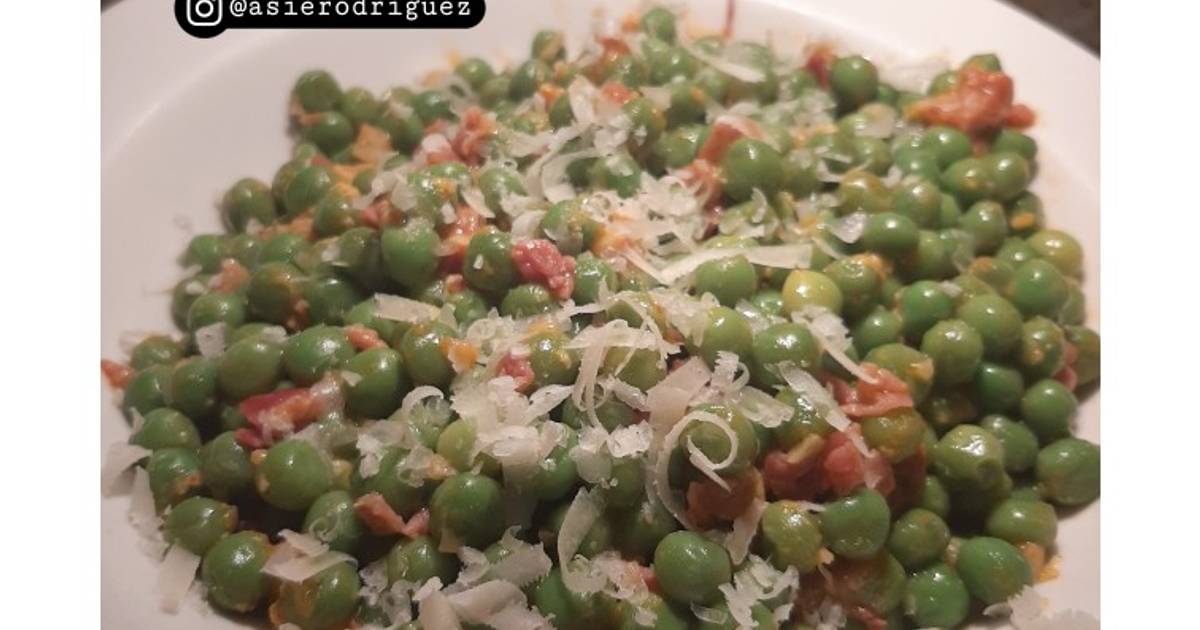 Guisantes Salteados Con Un Sofrito De Jamón Serrano Y Ajo Receta De ...