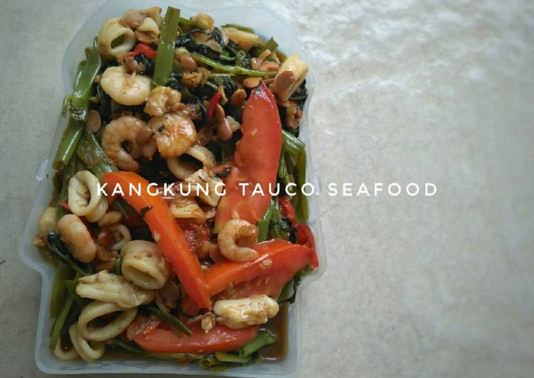 Resep Kangkung tauco seafood, Lezat Sekali