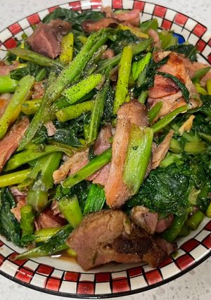 Hình của món Cải làn xào ham.