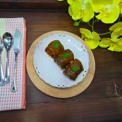 A picture of Eggplant Rolls with Meatballs.
