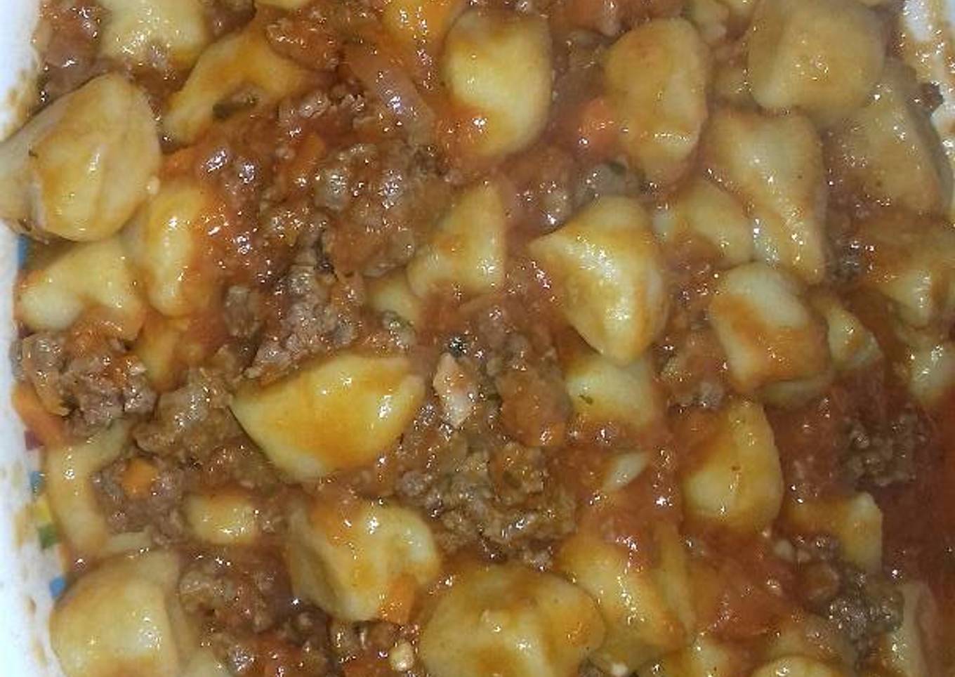 Ñoquis de papa y calabaza con salsa bolognesa 👌