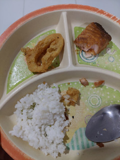 Foto resep Mpasi cumi calamari dan salmon teriyaki