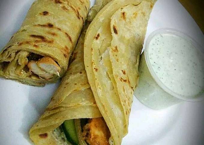 Chicken Tikka Roll Paratha Recipe By Saima Sameer Ali - Cookpad