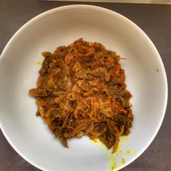 A picture of Baingan Bharta/ Aubergine Indian restaurant style.