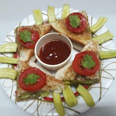 A picture of Healthy cheese & veggies sandwich.