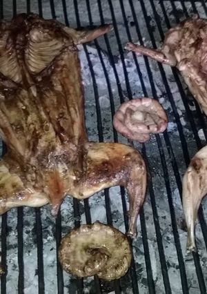 Una foto de Asado a la parrilla se conejo Pampeano