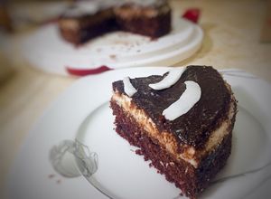 صورة لوصفة كيك الباونتي (جوز الهند و الشوكلاتة)