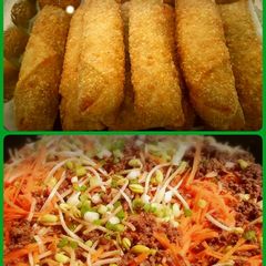 Spring rolls with ground beef and soy sprouts 😆 A picture of Spring rolls with ground beef and soy sprouts 😆.