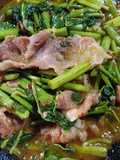 ผัดพริกผักบุ้งเบคอน
