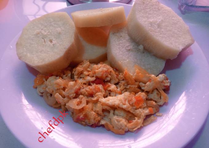 Step-by-Step Guide to Prepare Homemade Boiled yam and egg sauce