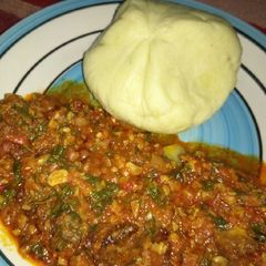 Pounded yam nd beans stew A picture of Pounded yam nd beans stew.