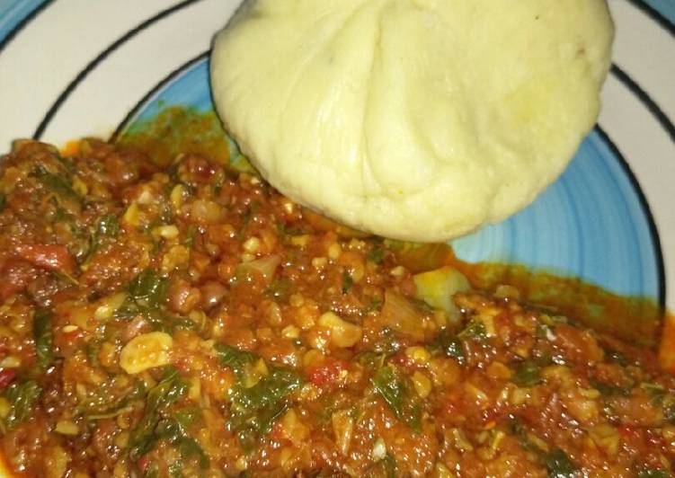 Pounded yam nd beans stew