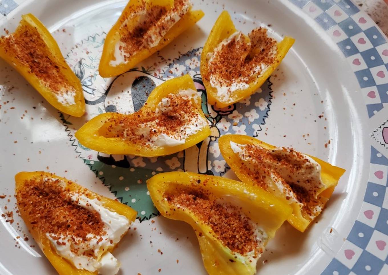 Bell Peppers with Cream Cheese and Tajin