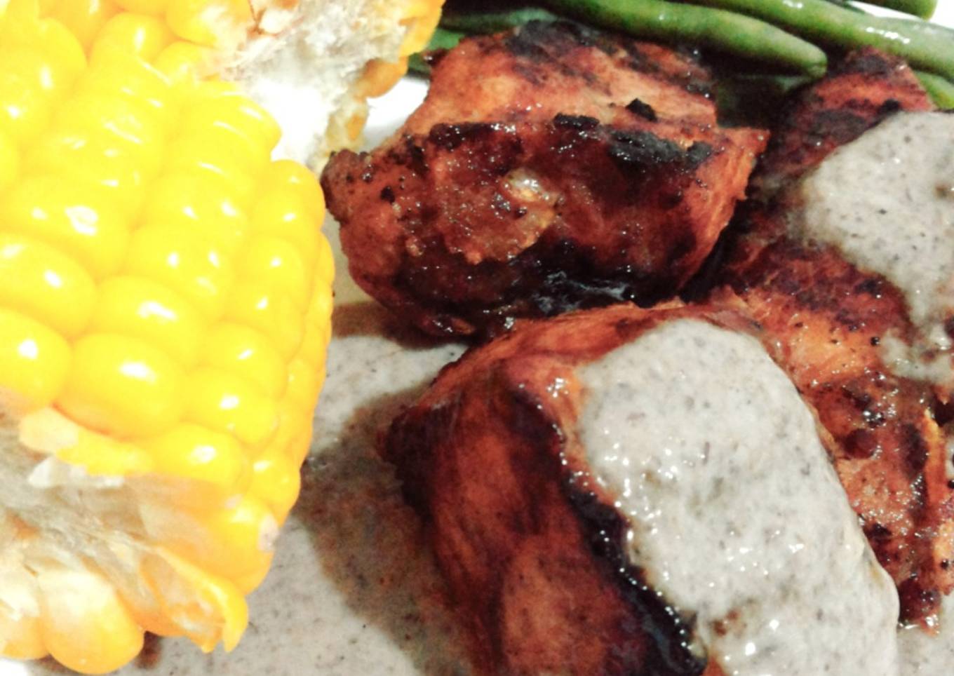 Grilled Honey Mustard Pork Side Ribs & Portobello Sauce