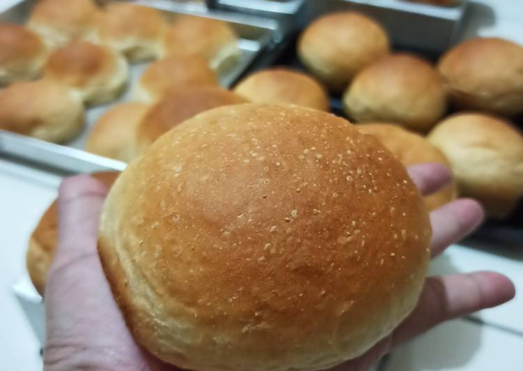 Resep Roti Bun Burger metode Autolisis cocok diolah jadi Burger atau Korean Garlick cheese Bread