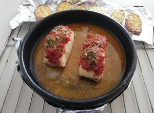 Una foto de Bacalao a la llauna
