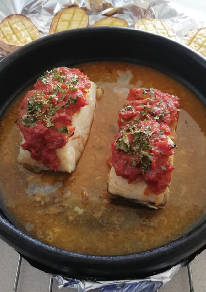 Una foto de Bacalao a la llauna