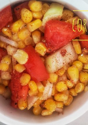 A picture of 3 colour Corn Salsa.