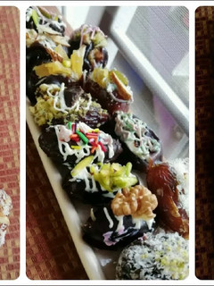 A picture of Stuffed dates with dry fruits and chocolate.