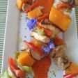 Brocheta de pollo y calabaza