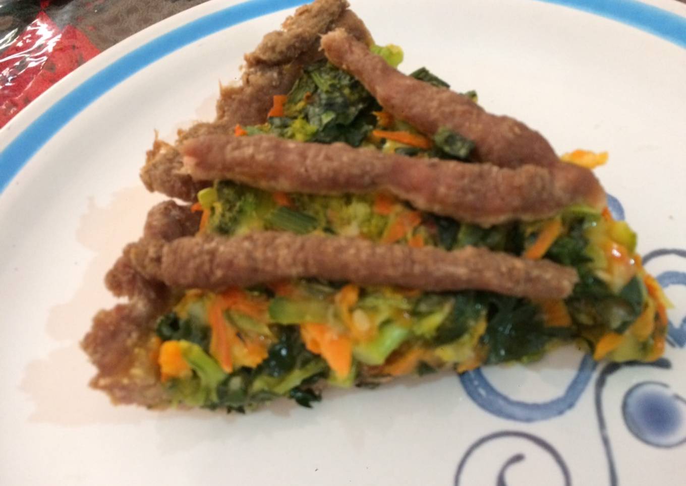 Tarta de carne molida rellena de vegetales