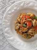 Spaghetto quadrato alle cozze con crema di pane casereccio