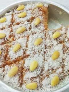 A picture of Coconut Basbousa.