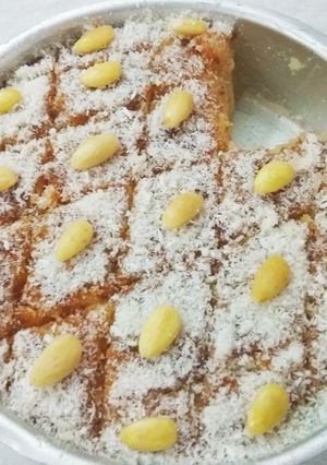 A picture of Coconut Basbousa.