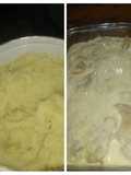 Salmón de mar en crema de Roquefort (dieta) con puré