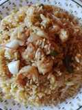 Arroz relleno con Camarón y calamar