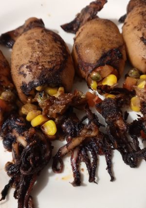A picture of BAKED Stuffed Squid 🦑.